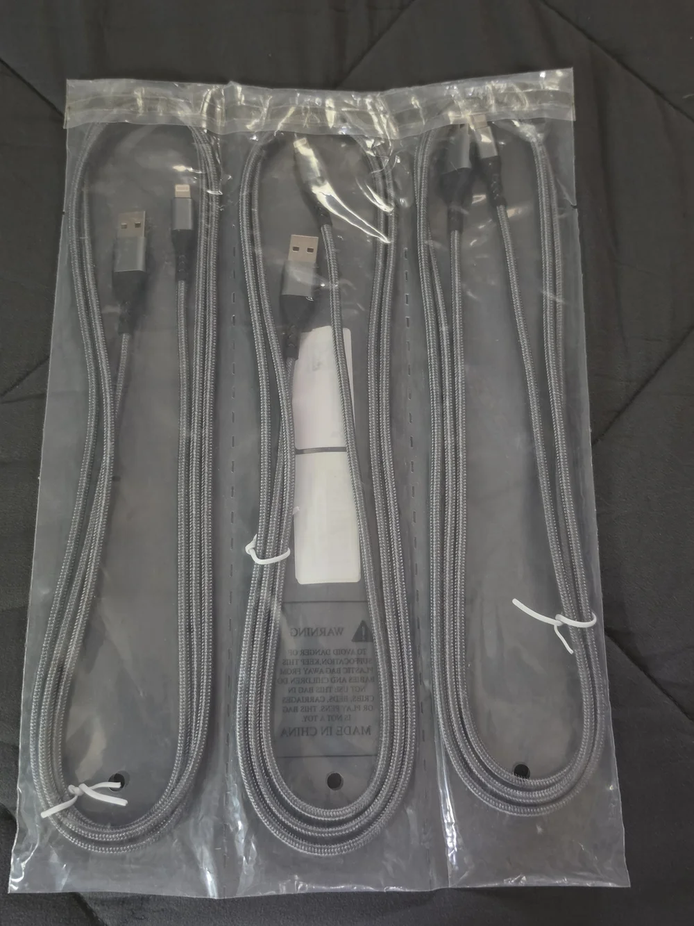 3 Pack Universal Braided USB to Lightning Charging Cable - Gray
